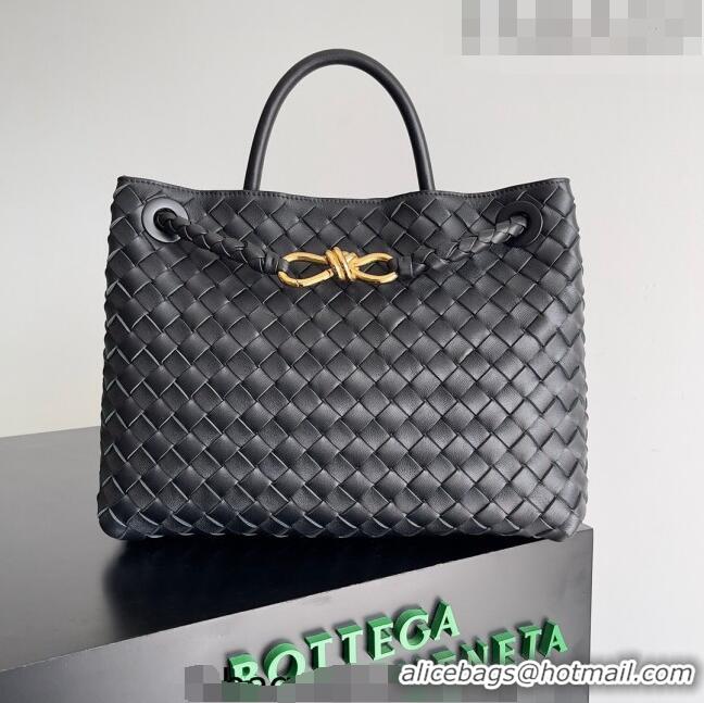 Well Crafted Bottega Veneta Medium Andiamo Top Handle Bag in Intrecciato Leather 743572 Black 2023