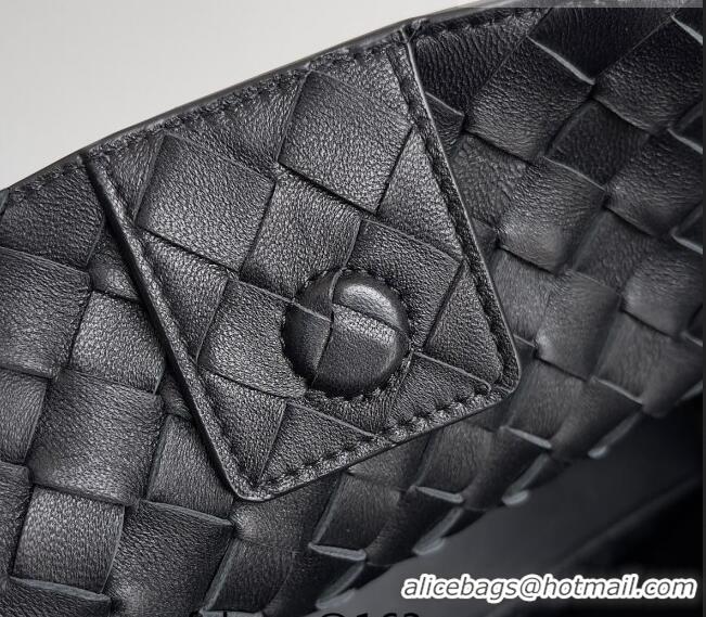 Well Crafted Bottega Veneta Medium Andiamo Top Handle Bag in Intrecciato Leather 743572 Black 2023