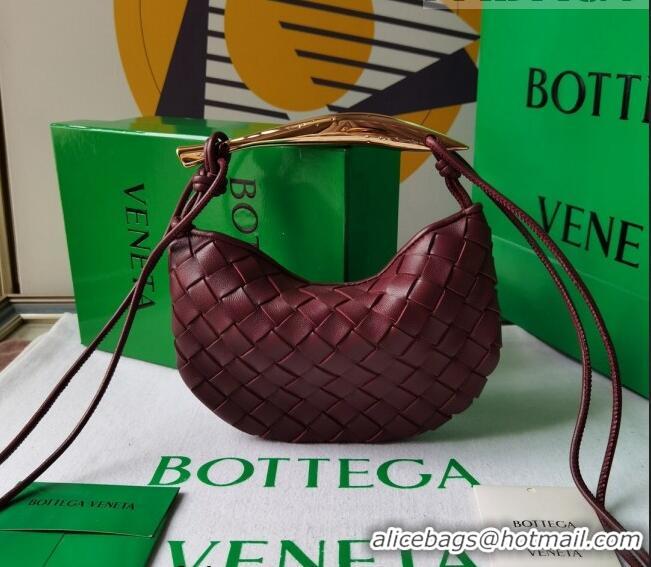 New Fashion Bottega Veneta Mini Sardine Bag in Intrecciato Leather 744267 Barolo Red 2023