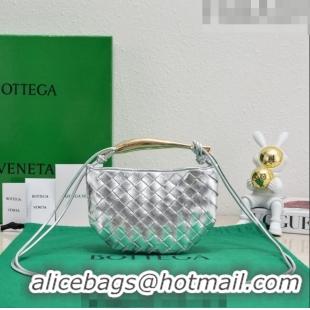 Top Quality Bottega Veneta Mini Sardine Bag in Intrecciato Leather 744267 Silver 2023