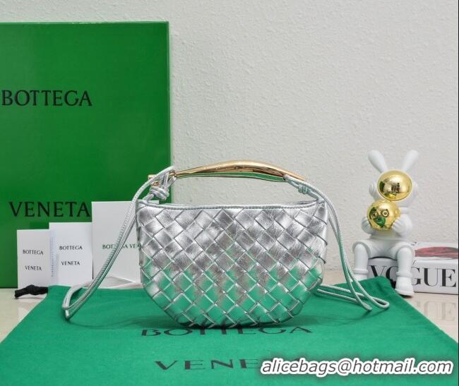 Top Quality Bottega Veneta Mini Sardine Bag in Intrecciato Leather 744267 Silver 2023