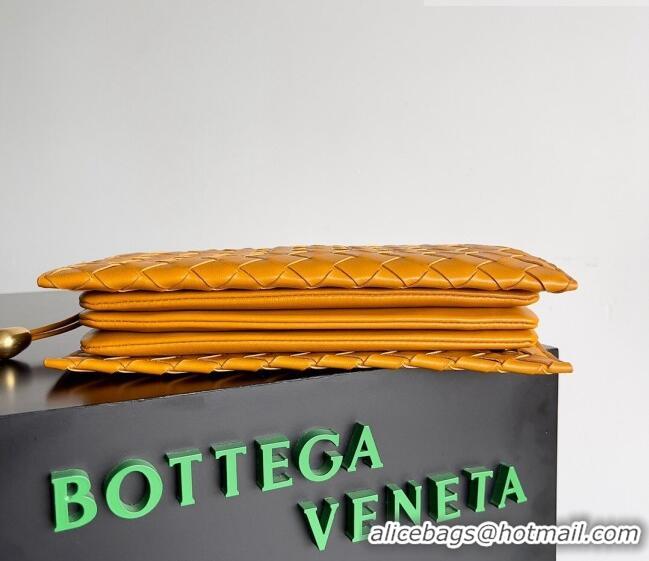 Best Price Bottega Veneta Trio Pouch On Strap Bag in Intrecciato 717435 Cob Orange 2023