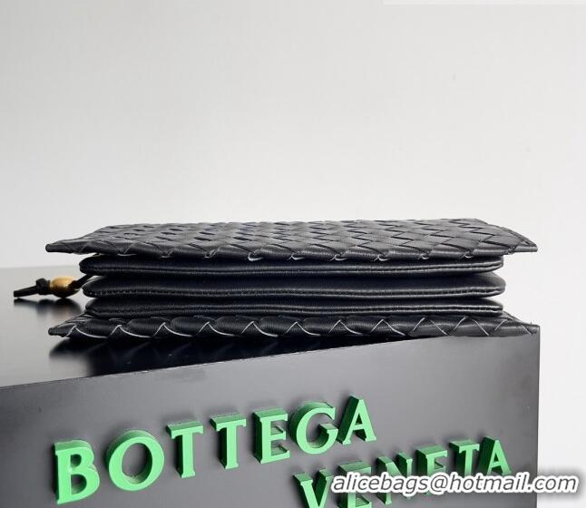 Famous Brand Bottega Veneta Trio Pouch On Strap Bag in Intrecciato 717435 Black 2023