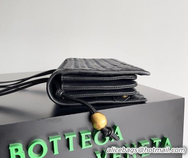 Famous Brand Bottega Veneta Trio Pouch On Strap Bag in Intrecciato 717435 Black 2023