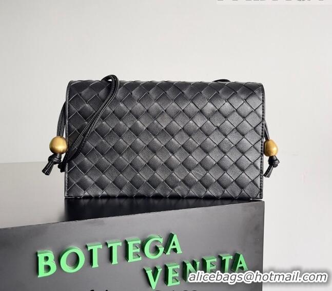 Famous Brand Bottega Veneta Trio Pouch On Strap Bag in Intrecciato 717435 Black 2023