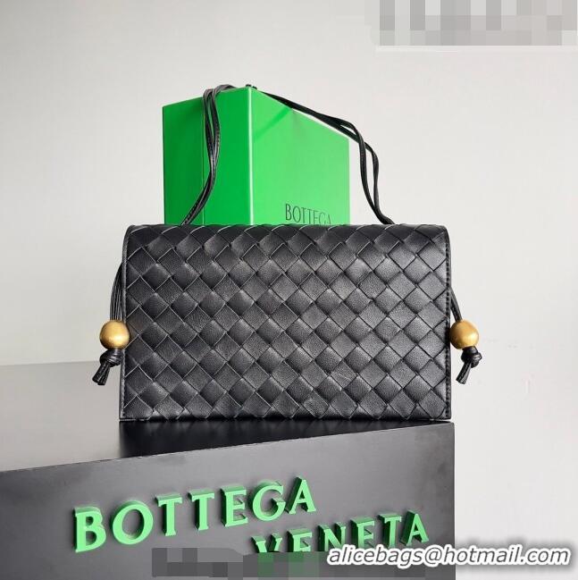 Famous Brand Bottega Veneta Trio Pouch On Strap Bag in Intrecciato 717435 Black 2023