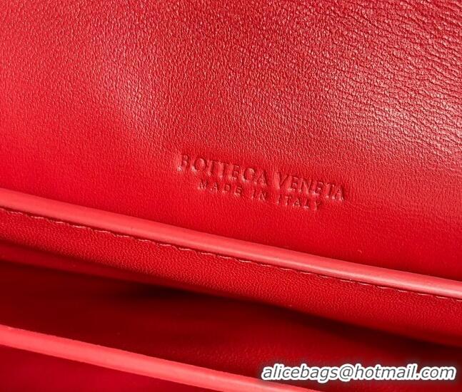 Good Product Bottega Veneta Trio Pouch On Strap Bag in Intrecciato 717435 Bright Red 2023