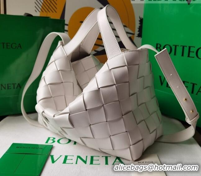 Discount Bottega Veneta Bowling Cassette Bag in Intreccio Leather 730327 White 2023