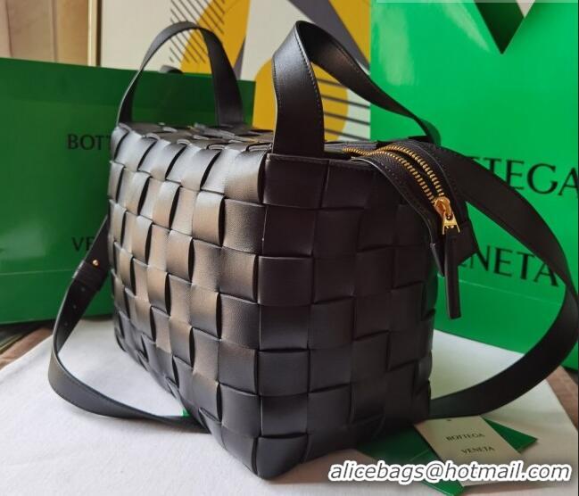 Super Quality Bottega Veneta Bowling Cassette Bag in Intreccio Leather 730327 Black 2023