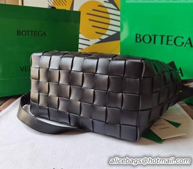 Super Quality Bottega Veneta Bowling Cassette Bag in Intreccio Leather 730327 Black 2023