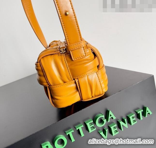 Inexpensive Bottega Veneta Small Brick Cassette Bag in Foulard Intreccio Leather 736233 Yellow 2023