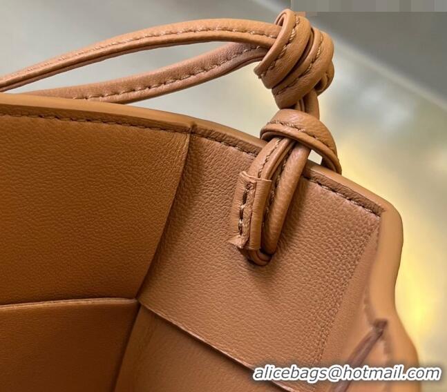 Inexpensive Bottega Veneta Cassette Pouch On Strap in Intreccio leather 730543 Camel Brown 2023