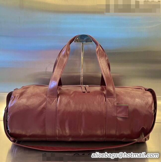 Traditional Specials Bottega Veneta Leather Gym Bag 731192 Burgundy 2023