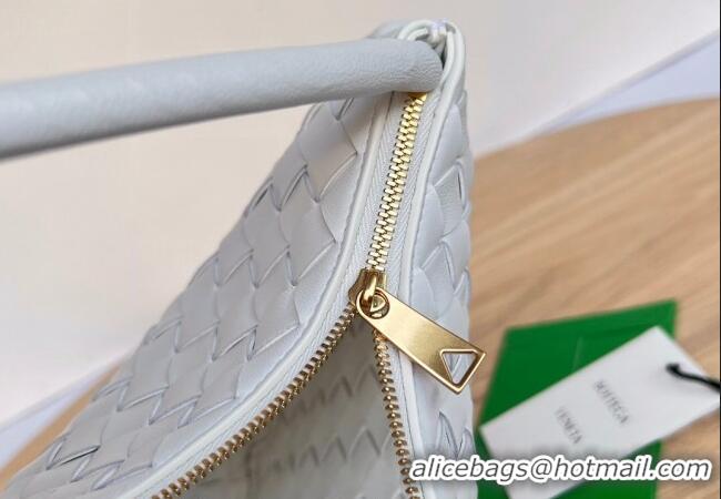 Promotional Bottega Veneta Turn Medium Hobo Bag in Intrecciato Leather 701024 White 2023