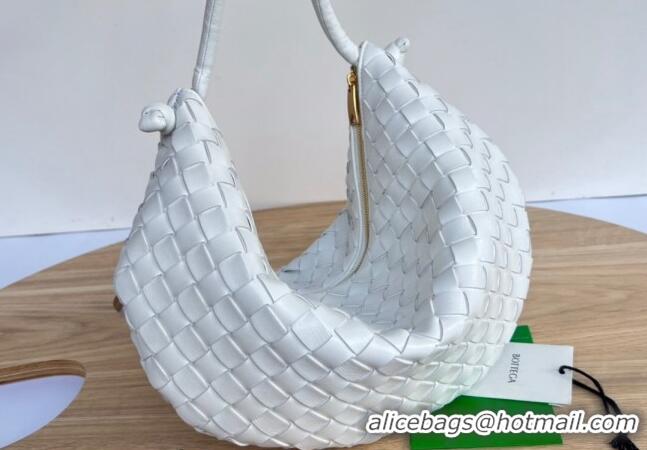 Promotional Bottega Veneta Turn Medium Hobo Bag in Intrecciato Leather 701024 White 2023