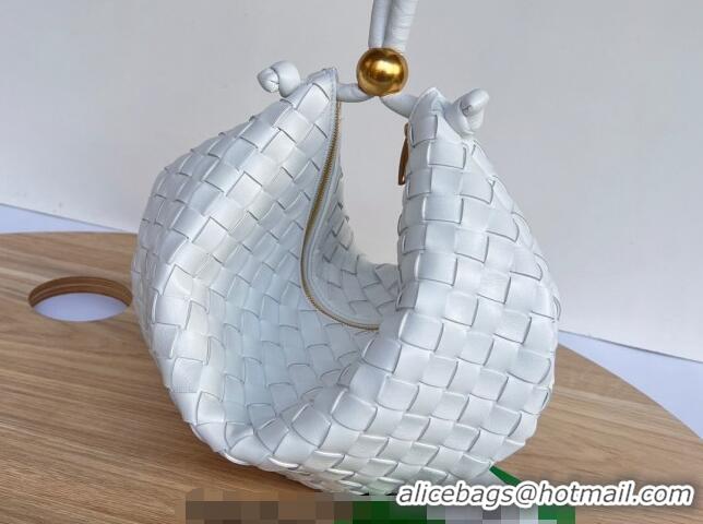 Promotional Bottega Veneta Turn Medium Hobo Bag in Intrecciato Leather 701024 White 2023