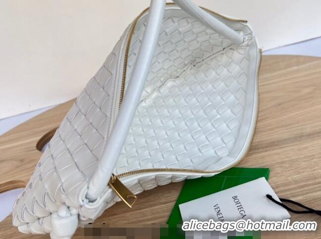 Promotional Bottega Veneta Turn Medium Hobo Bag in Intrecciato Leather 701024 White 2023