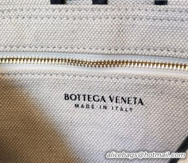 Good Quality Bottega Veneta Cassette Bag in Intreccio canvas 741451 White/Black 2023