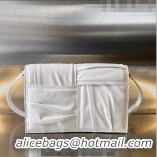 Famous Brand Bottega Veneta Mini Cassette Cross-Body Bag in foulard intreccio leather 731243 White 2023