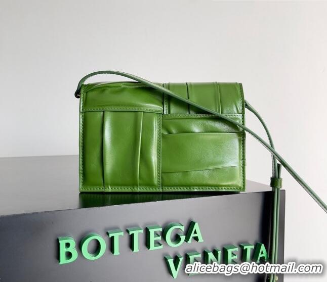 Good Looking Bottega Veneta Mini Cassette Cross-Body Bag in foulard intreccio leather 731243 Green 2023