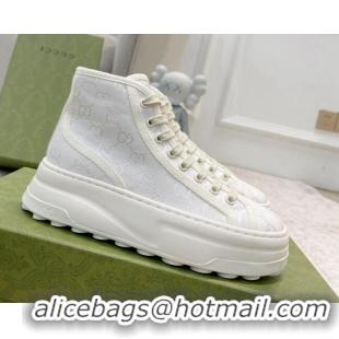 Good Quality Gucci GG Canvas High-top Platform Sneakers 5cm White 406035