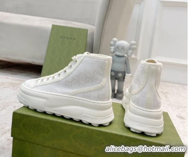 Good Quality Gucci GG Canvas High-top Platform Sneakers 5cm White 406035