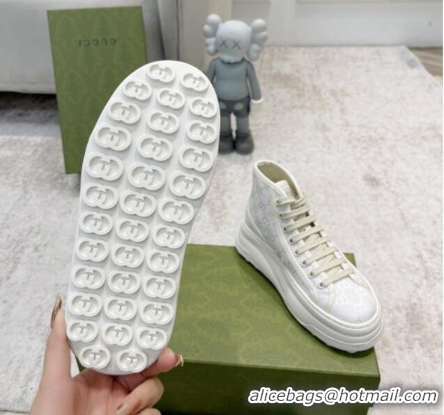 Good Quality Gucci GG Canvas High-top Platform Sneakers 5cm White 406035