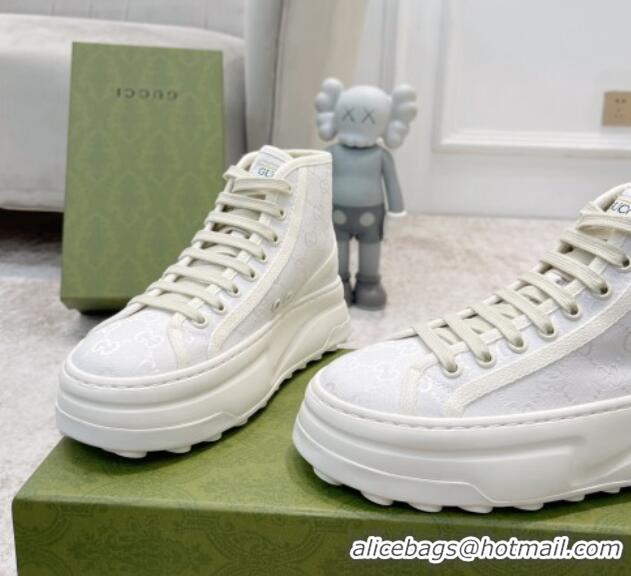 Good Quality Gucci GG Canvas High-top Platform Sneakers 5cm White 406035