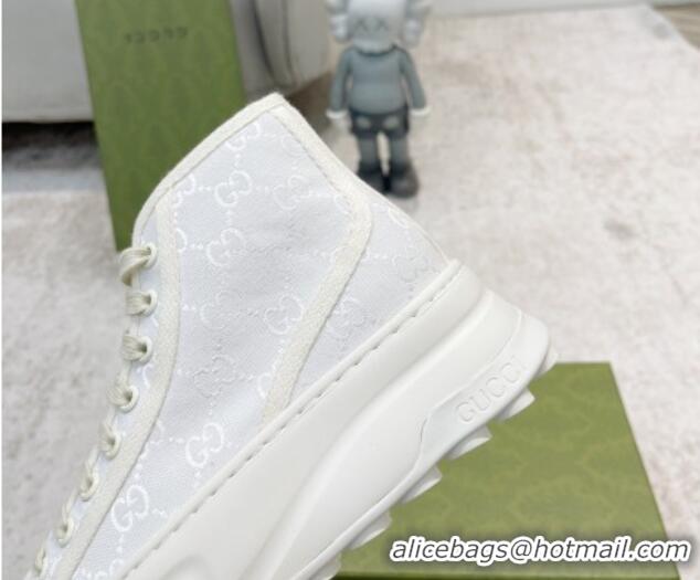 Good Quality Gucci GG Canvas High-top Platform Sneakers 5cm White 406035