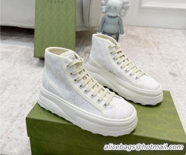 Good Quality Gucci GG Canvas High-top Platform Sneakers 5cm White 406035