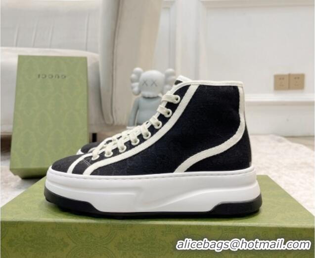 Top Grade Gucci GG Canvas High-top Platform Sneakers 5cm Black 406036