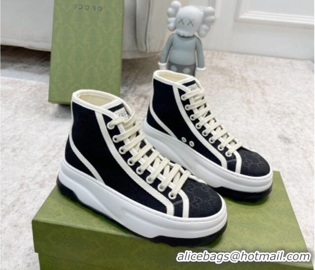 Top Grade Gucci GG Canvas High-top Platform Sneakers 5cm Black 406036