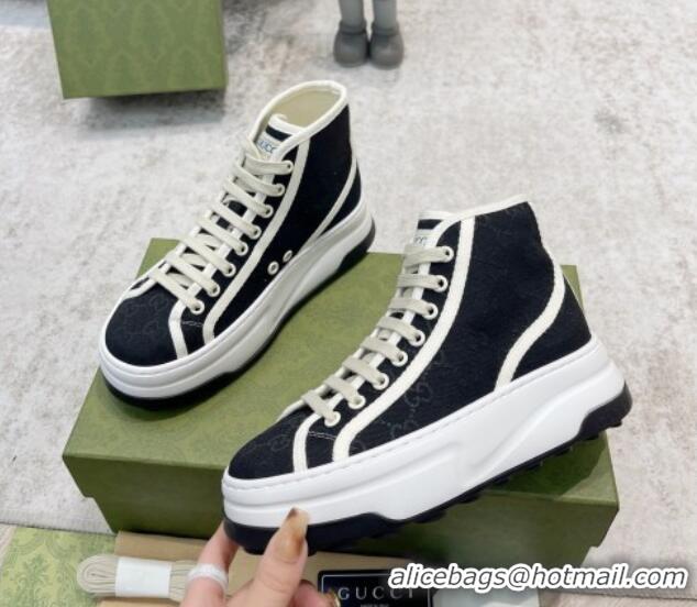 Top Grade Gucci GG Canvas High-top Platform Sneakers 5cm Black 406036