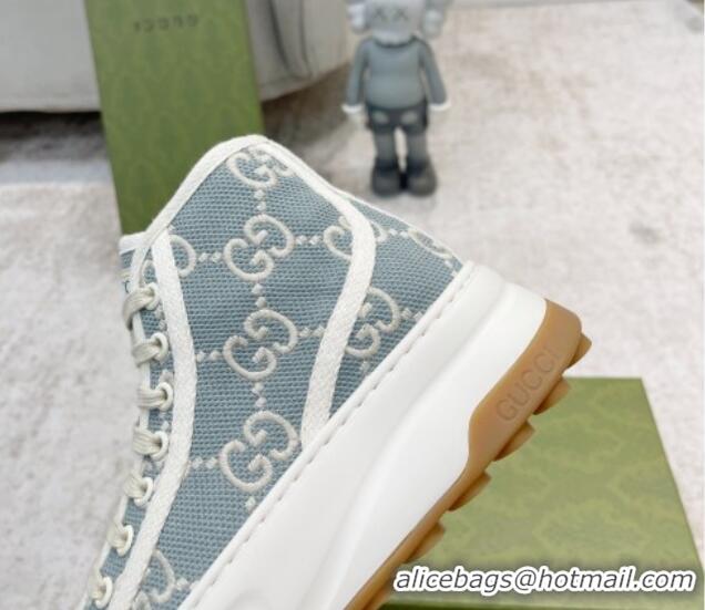 Low Price Gucci GG Embroidered High-top Platform Sneakers 5cm Light Blue 406038