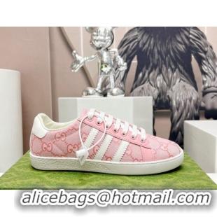 Charming Gucci x Adidas Gazelle GG Canvas Sneakers Pink 406039