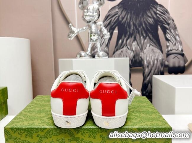 Good Looking Gucci x Adidas Gazelle Silky Calfskin Sneakers White/Red 406041