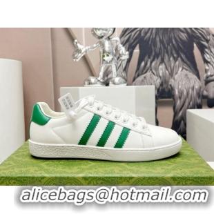 Most Popular Gucci x Adidas Gazelle Silky Calfskin Sneakers White/Green 406043