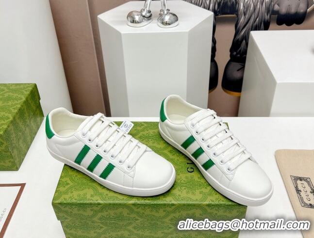 Most Popular Gucci x Adidas Gazelle Silky Calfskin Sneakers White/Green 406043