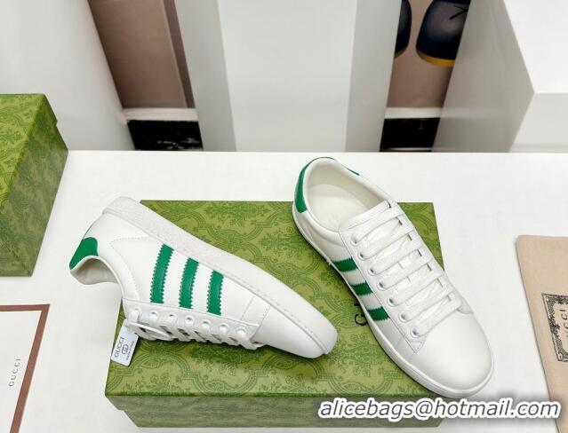 Most Popular Gucci x Adidas Gazelle Silky Calfskin Sneakers White/Green 406043