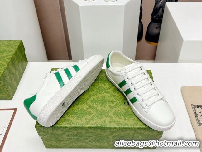 Most Popular Gucci x Adidas Gazelle Silky Calfskin Sneakers White/Green 406043