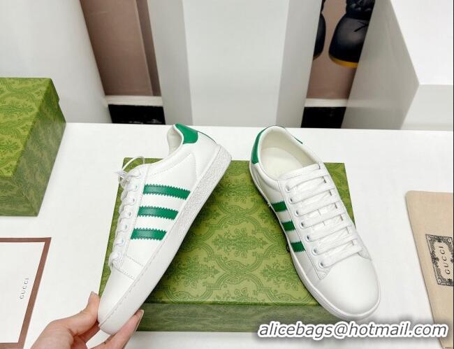 Most Popular Gucci x Adidas Gazelle Silky Calfskin Sneakers White/Green 406043