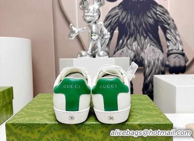 Most Popular Gucci x Adidas Gazelle Silky Calfskin Sneakers White/Green 406043