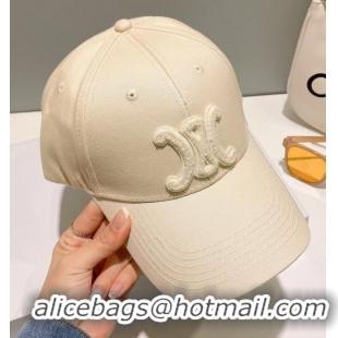 Super Quality Celine Triomphe Baseball Cap In Cotton CE8541 Cream