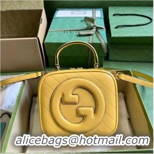 Famous Brand GUCCI BLONDIE TOP HANDLE BAG 744434 Yellow