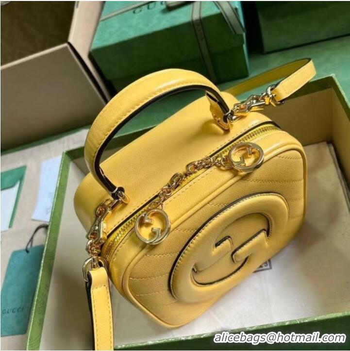 Famous Brand GUCCI BLONDIE TOP HANDLE BAG 744434 Yellow