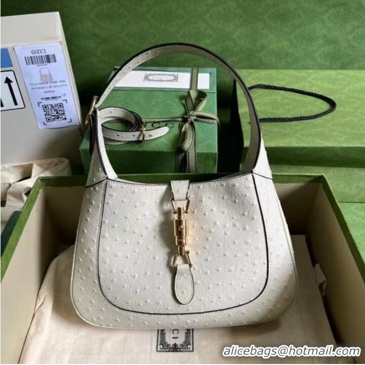 Well Crafted GUCCI JACKIE 1961 SMALL SHOULDER BAG Ostrich pattern 636709 white