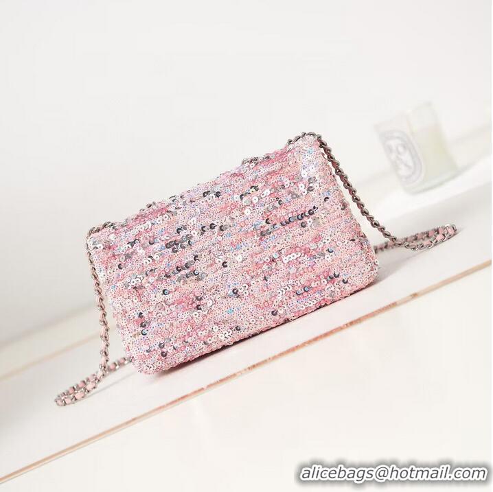 Super Quality Chanel 23C Sequins CF Shoulder Bag AS3965 Pink