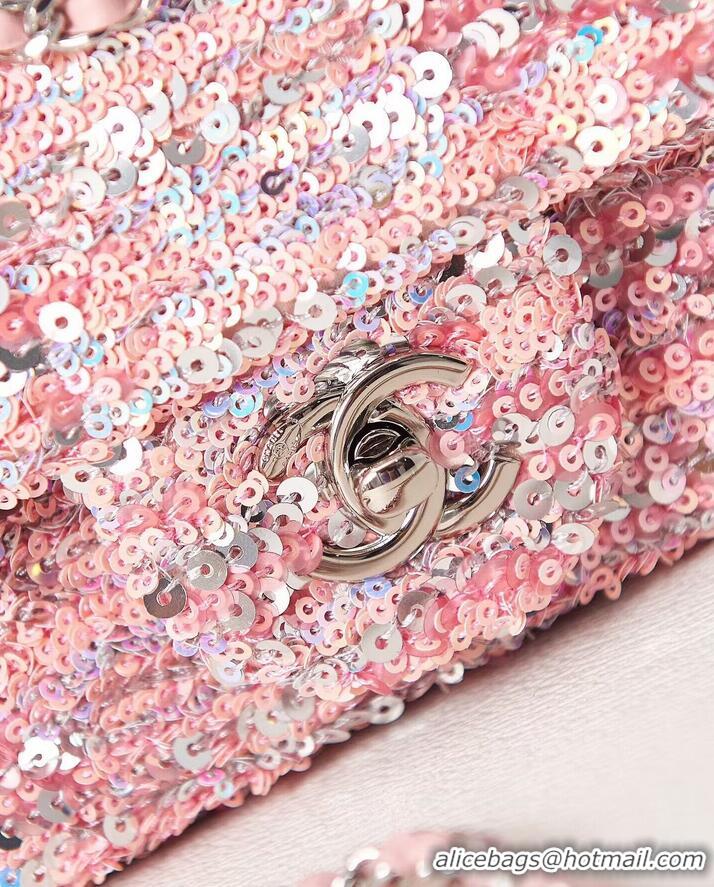 Super Quality Chanel 23C Sequins CF Shoulder Bag AS3965 Pink