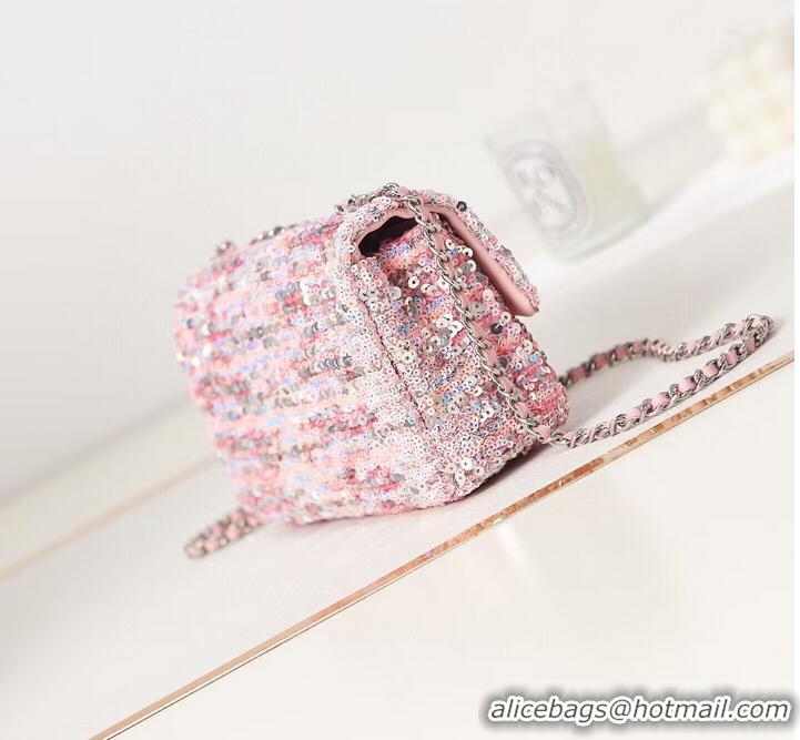 Super Quality Chanel 23C Sequins CF Shoulder Bag AS3965 Pink