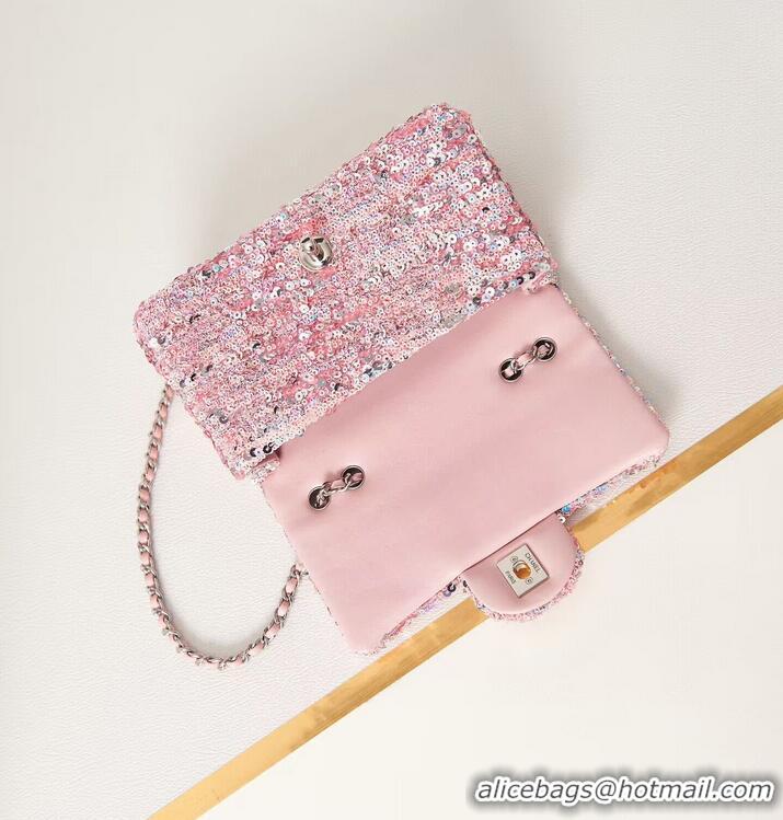 Super Quality Chanel 23C Sequins CF Shoulder Bag AS3965 Pink